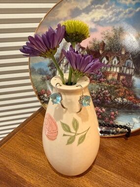 Silver Blue Crystal Drop Earrings